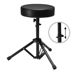 UKMK Drum Stool,Height-Adjustable,Padded, with Non-Slip Feet.(Black）
