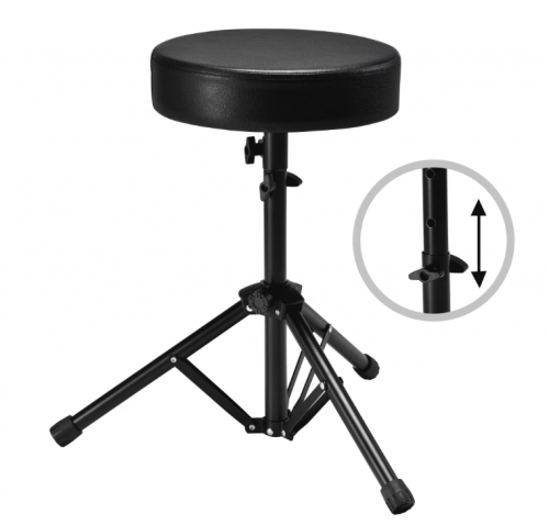 UKMK Drum Stool,Height-Adjustable,Padded, with Non-Slip Feet.(Black）