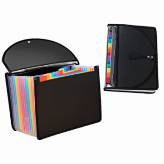 UKMK Expanding File Folder,Accordion File Organizer with 13 Pockets,for Letter/A4 Size Papers,Black