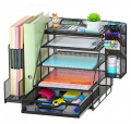 UKMK 5-Tier Desktop Organizer with a Pen Holder,Mesh Document Pockets,And Sliding Drawers,Perfect for Offices,Schools.