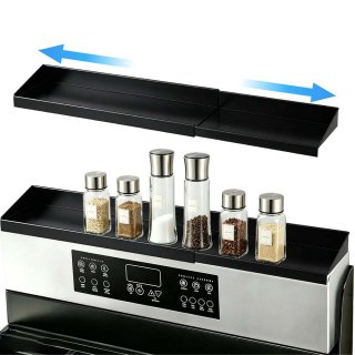 Ukmk Over Stove Top Shelf, 14.57-29.13 inch Expandable Metal Stove Top Shelf,Kitchen Spice Rack,Black.