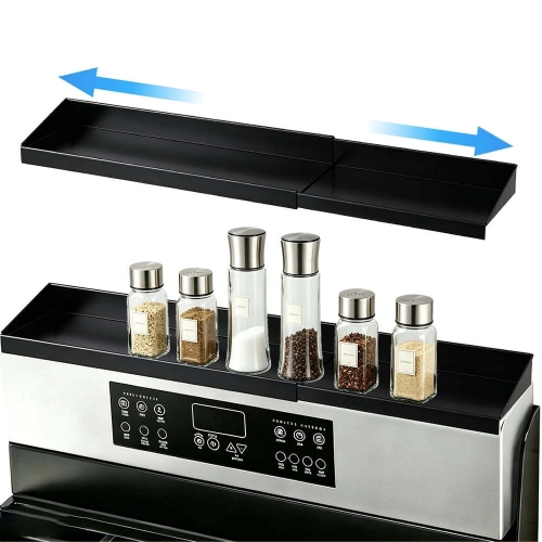 Ukmk Over Stove Top Shelf, 14.57-29.13 inch Expandable Metal Stove Top Shelf,Kitchen Spice Rack,Black.